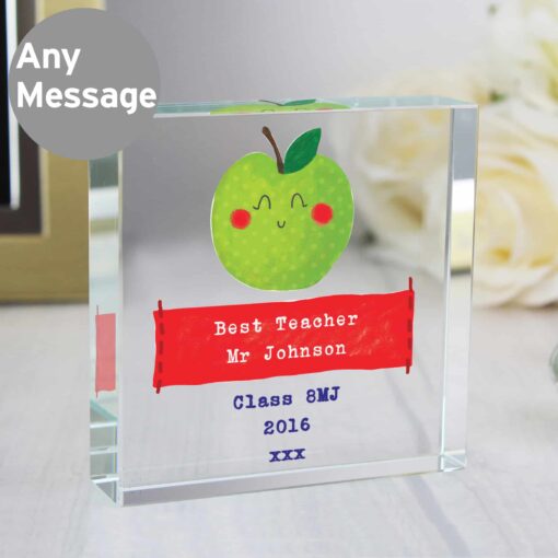 Personalised Apple for the Teacher Large Crystal Token