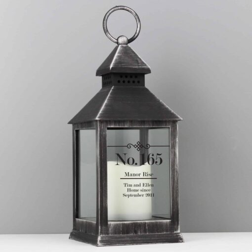 Personalised Elegant Diamond Rustic Black Lantern