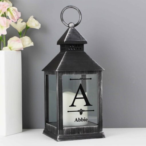 Personalised Initial Rustic Black Lantern