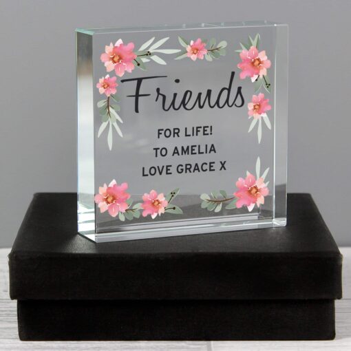 Personalised Floral Sentimental Large Crystal Token