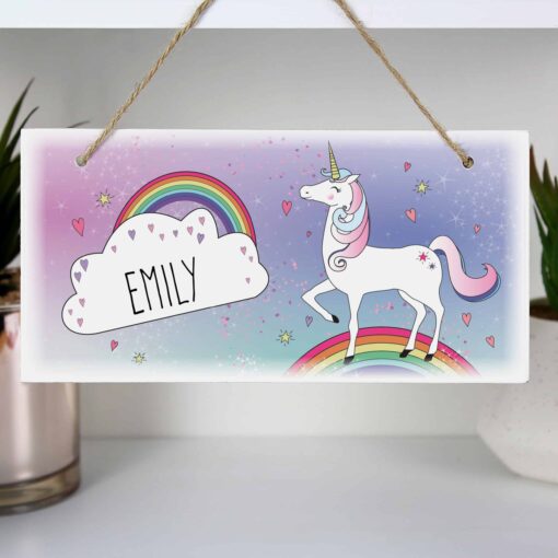 Personalised Unicorn Wooden Sign