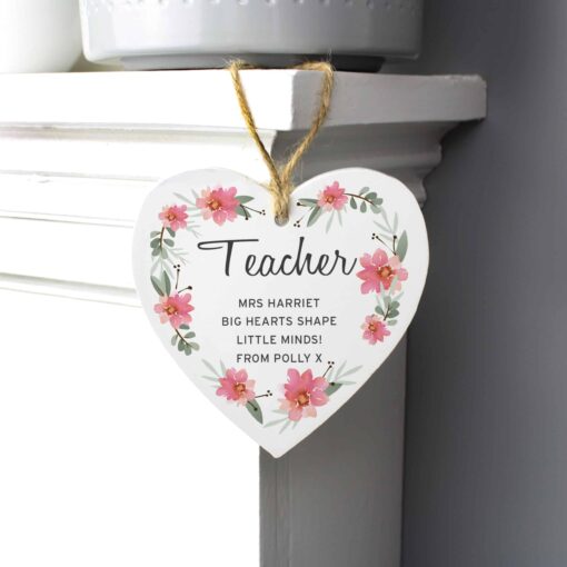 Personalised Floral Sentimental Wooden Heart Decoration