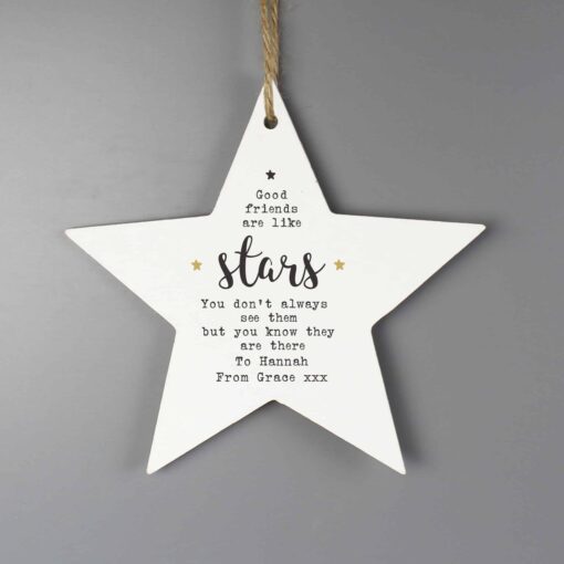 Personalised Good Friends Wooden Star Decoration