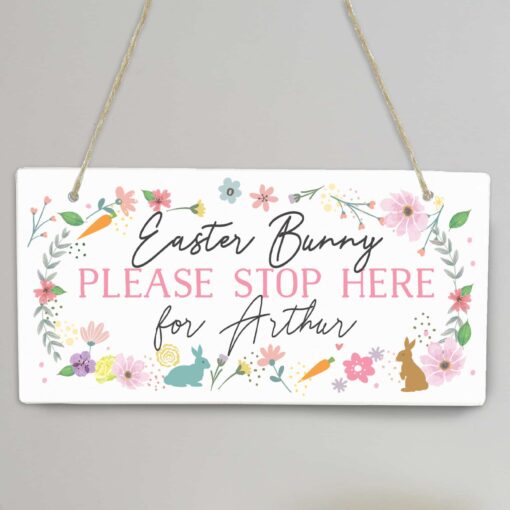 Personalised Easter Springtime Wooden Sign