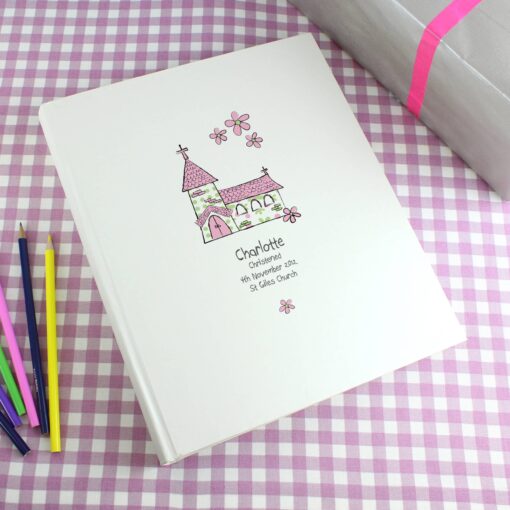 Personalised Whimsical Church Pink Traditional Album