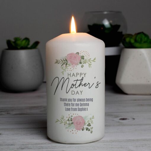 Personalised Abstract Rose Pillar Candle