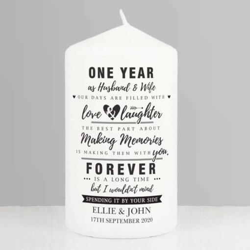 Personalised Anniversary Pillar Candle