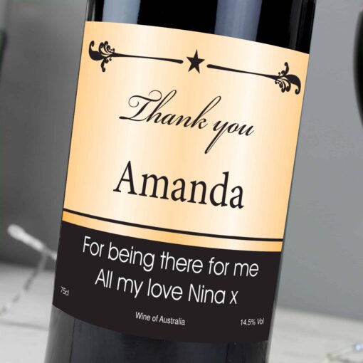 Personalised Black Border Red Wine