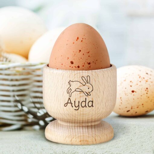 Personalised Bunny Wooden Egg Cup