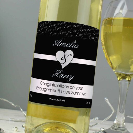 Personalised Couples White Wine - Black Design
