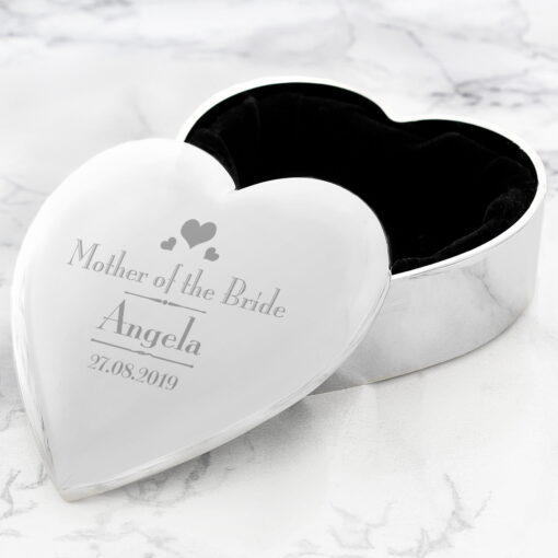 Personalised Decorative Wedding Mother of the Bride Heart Trinket Box 1