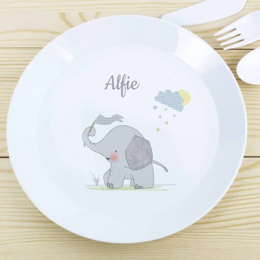 Personalised Hessian Elephant Plastic Plate