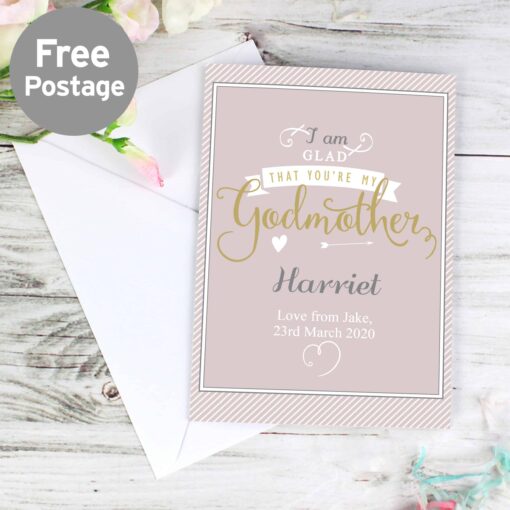 Personalised 'I Am Glad' Godmother Card