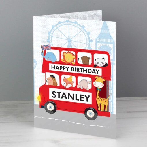 Personalised London Animal Bus Birthday Card