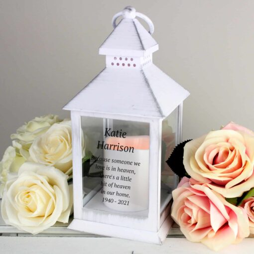 Personalised Memorial White Lantern