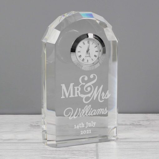 Personalised Mr & Mrs Crystal Clock