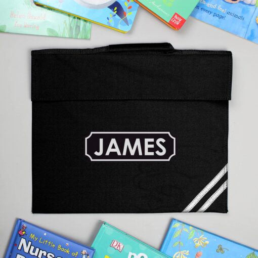 Personalised Name Only Black Book Bag