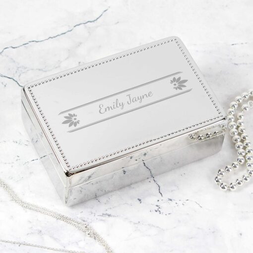Personalised Petals Rectangular Jewellery Box