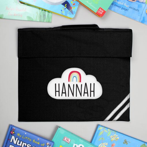 Personalised Rainbow Black Book Bag