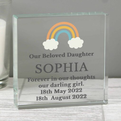 Personalised Rainbow Memorial Crystal Token