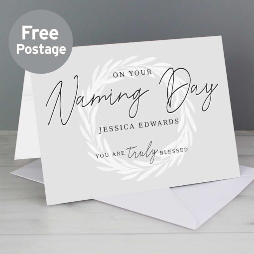 Personalised Truly Blessed Naming Day Card