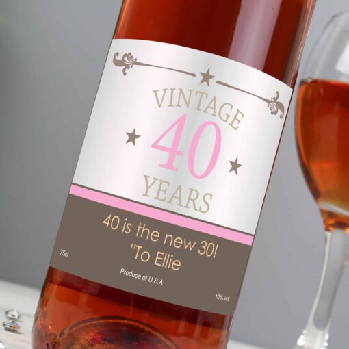 Personalised Vintage Numbers Rose Wine