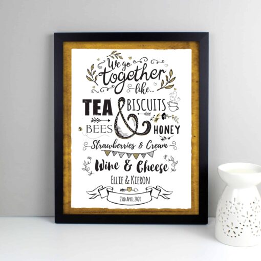 Personalised 'We Go Together Like' Black Framed Print