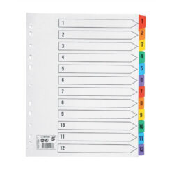 5 Star Office Index Dividers 1-12 Multipunched Extra Wide