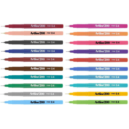 Artline 200 Fineliner Technical Drawing Marker Assorted Pack of 20