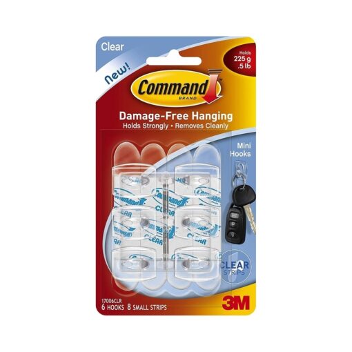 Command Mini Clear Hooks with Clear Strips 17006CLR