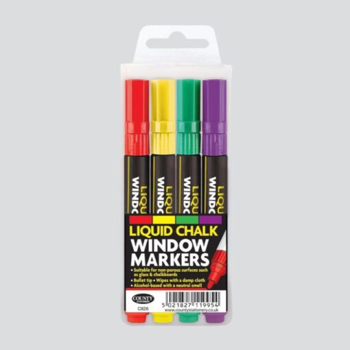 County Liquid Chalk Window Markers Pack of 4