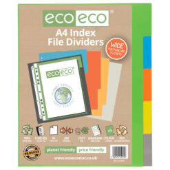 eco eco A4 Wide Index File Dividers Tabs Pack of 5