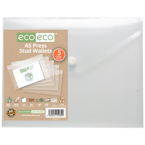 eco eco A5 Press Stud Wallets Pack of 5