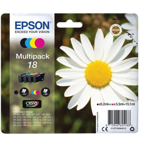 Epson 18 CMYK Ink Cartridge Multipack C13T18064012