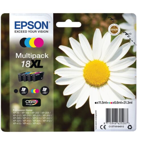 Epson 18XL High Capacity CMYK Ink Cartridge Multipack C13T18164012