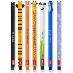 Legami Erasable Gel Pens Cat Bee Corgi Giraffe Panda Shark Hippo Set of 7