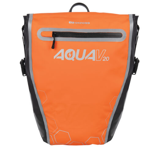 Oxford Aqua V 20 Single Quick Release Waterproof Pannier Bag Orange Black