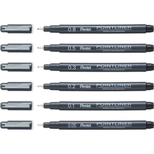 Pentel Pointliner Pen Black YS20P/5-A - 5 Pack