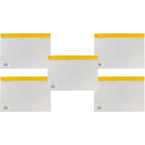 Snopake A4+ Yellow Clear Transparent Zippa Bag Pack Of 5