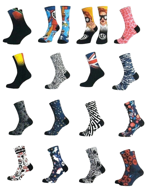 Sox Premium Cycling Bike Socks Patterned Seamless 5" Crew Style