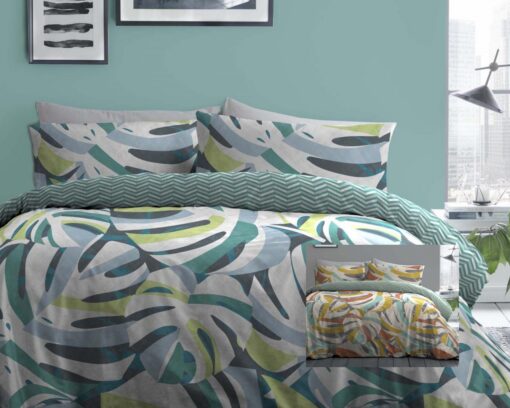 Akito Duvet Cover Set Greens & Yellows
