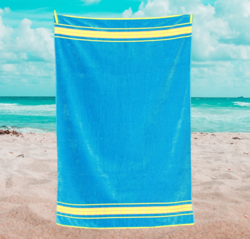Beach Towels Blue & Yellow Large Luxury Velour