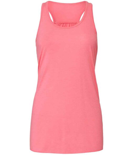 Bella Ladies Flowy Racer Back Tank Top - Neon Pink, XL
