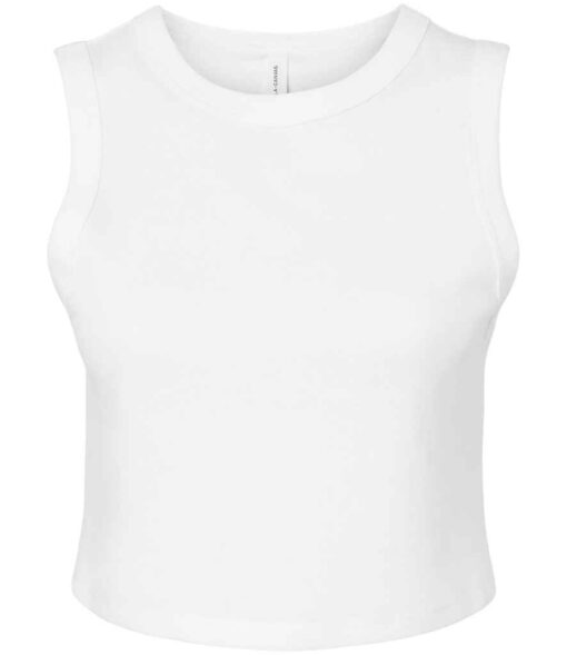Bella Ladies Micro Rib Muscle Crop Tank Top - Solid White Blend, XXL