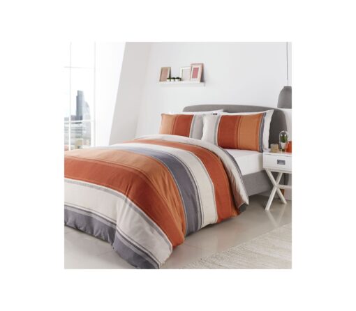 Betley Orange Wide Stripe Bedding by Fusion - single-bed