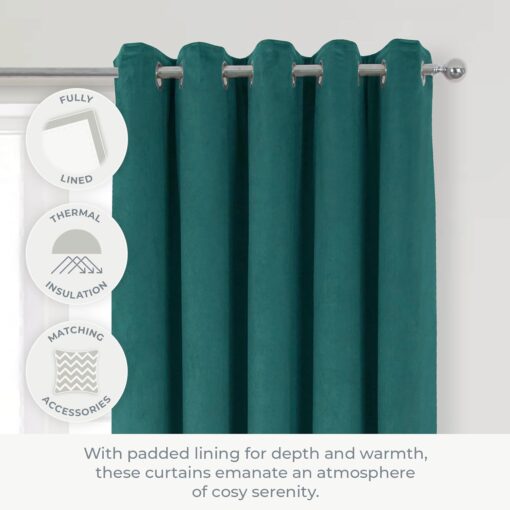 Bottle Green Eyelet Curtains Thermal Interlined - 45x72-114x183cm