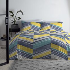 Branton Duvet Cover Set Teal Yellow - single-bed