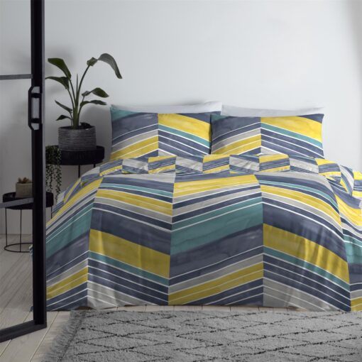 Branton Duvet Cover Set Teal Yellow - single-bed