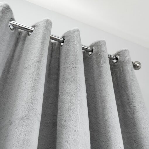 Brigitte Curtains Silver Faux Fur 66 x 54 " by BY CAPRICE HOME
