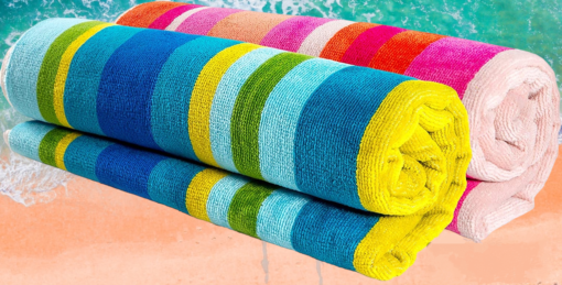 Cabana Stripe Cotton Beach Towels Pack of 2 70x150cm BLUE & PINK